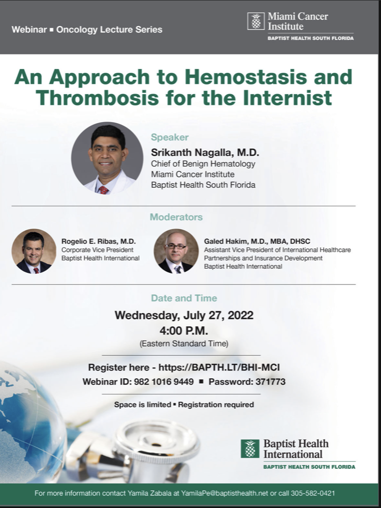 Baptist Health webinar: Approach to hemostasis and thrombosis for the Internist